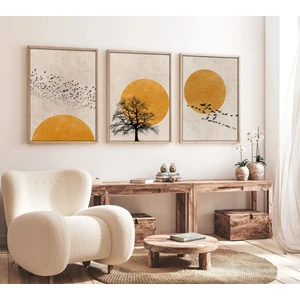 Ahşap Çerçeveli Minimalist 3’lü Tablo