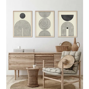 Ahşap Çerçeveli Minimalist 3’lü Tablo