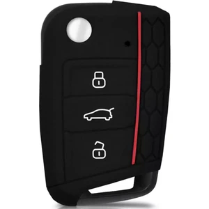 Yıldız Tuning Polo 2016+ Silikon Anahtar Kılıfı Kırmızı Çizgili Kılıf Anahtar
