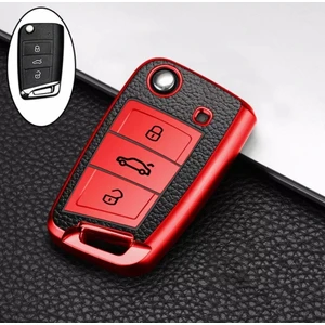 Yıldız Tuning Seat Leon 2013+  Süperlüx Anahtar Kılıfı Kırmızı Renk