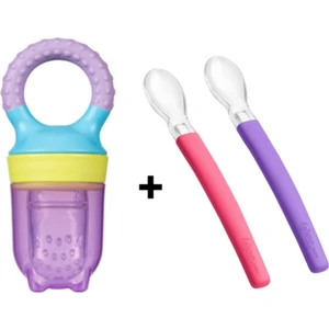 Wee Baby Beslenme Seti Mor(2'li Silikon Kaşık+Meyve Süzgeci)