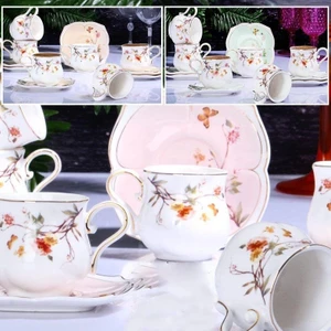 Flower Porselen 6'lı Fincan Takımı Yeşil Zjn-01