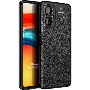 Xiaomi Poco M5 Kılıf Deri Dokulu Silikon Siyah