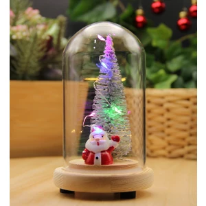 Hediye Biziz Yılbaşı Cam Fanus Işıklı Küre