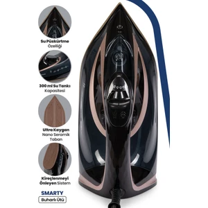 Smarty 2400 Watt Seramik Tabanlı 170 gr Şok Buharlı Ütü