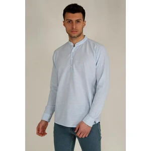 Terapi Men Erkek Hakim Yaka Uzun Kollu Yarım Patlı Keten Gömlek Sg-U 21K-4300575-01