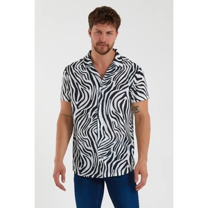 Terapi Men Erkek Kısa Kollu Pamuklu Desenli Slim Fit Apaş Yaka Gömlek 21Y-4300594-09