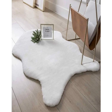 Balat Halı Kalın Beyaz Peluş Yumuşak Post Halı 60x90