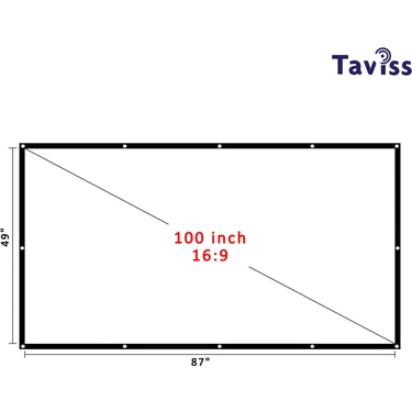 Taviss 221x124 cm Siyah Çerçeveli Duvar Tipi Projeksiyon