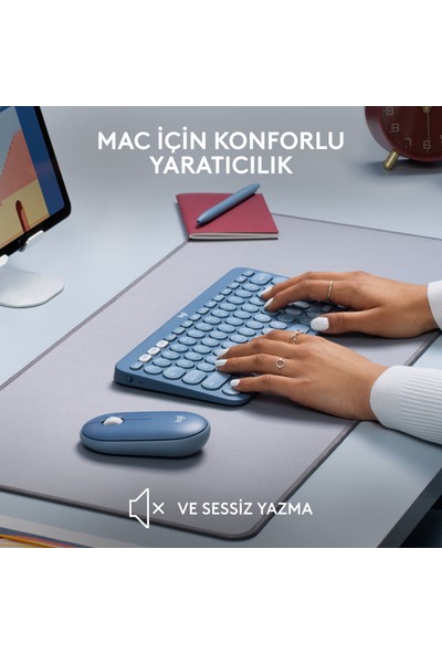 Logitech K380 Mac Için Kompakt Kablosuz Bluetooth Türkçe Klavye - Uzay Mavisi