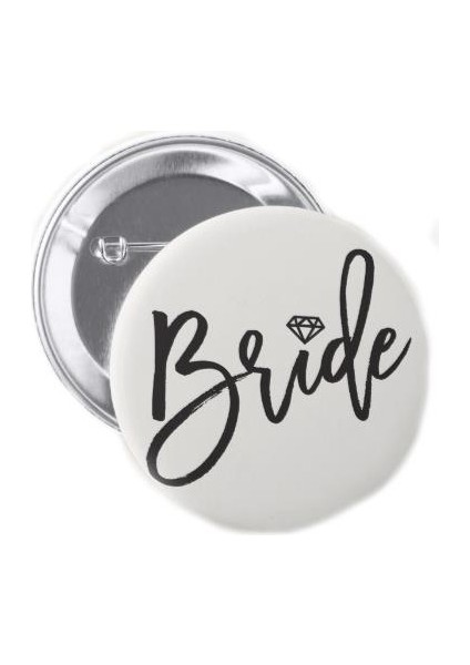 Bride-Gelin Yazılı Beyaz Buton Metal Rozet fiyatları