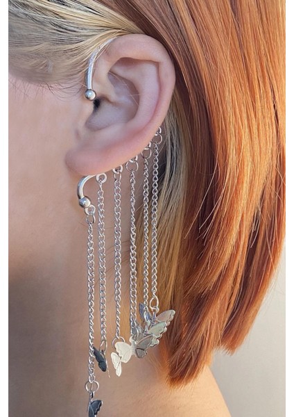 Kulak Deliği Gerektirmeyen Kelebek Ear-Cuff Küpe