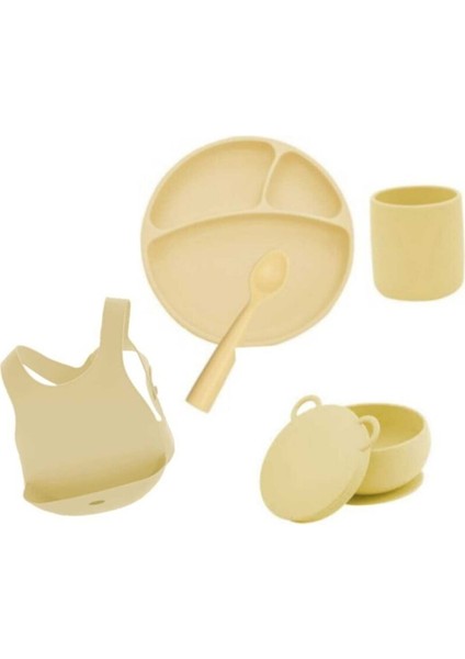 Sarı Beslenme Aksesuarları Silikon Set 5 Parça 5 Parça Önlüklü Set