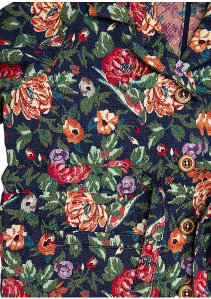 Yılbaşı Özel Jakarlı Çiçek Desenli Kız Çocuk Kaban fiyatları