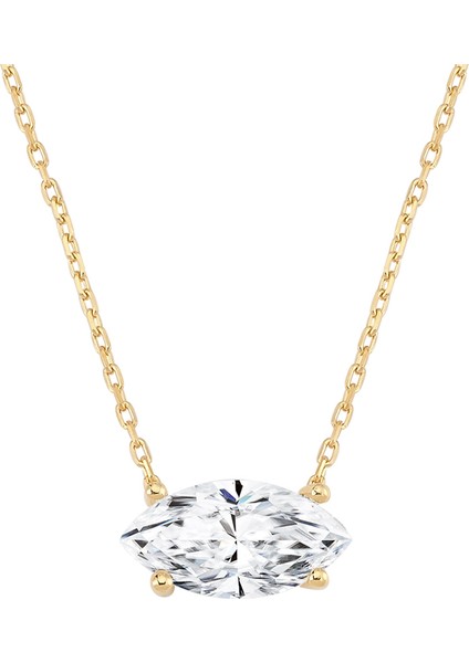 Altın Kaplamalı Markiz Tektaş Kolye