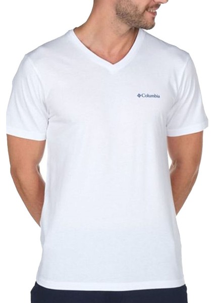 Brushed V Neck Erkek V Yaka Beyaz Tişört - CS0288