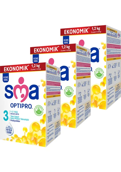 Sma Optipro Probiyotik 3 1- 3 Yaş Devam Sütü 1200 gr x 3 Adet