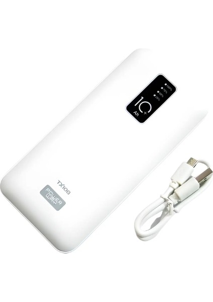 Powerway TX108 10.000 Mah Dijital Göstergeli Ekstra Kablolu 4 Çıkışlı Powerbank