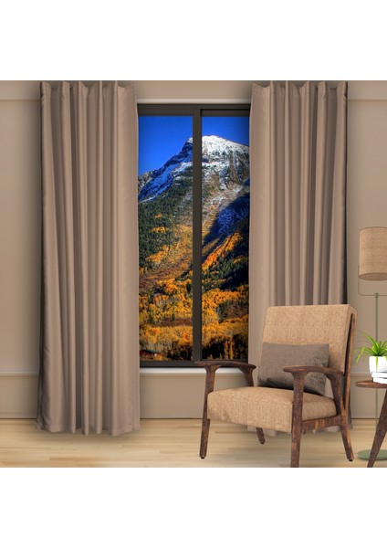 Blackout (Karartma) Fon Perde-Güneşlik Pilesiz Extraforlu Düz Dikim Kum Beji fırsatları