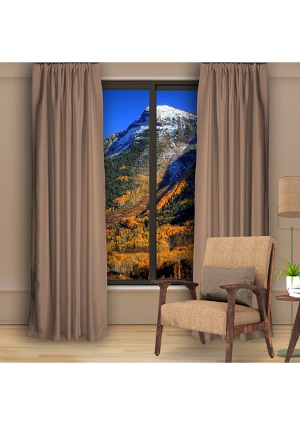 Blackout (Karartma) Fon Perde-Güneşlik Pilesiz Extraforlu Düz Dikim Kum Beji indirimleri