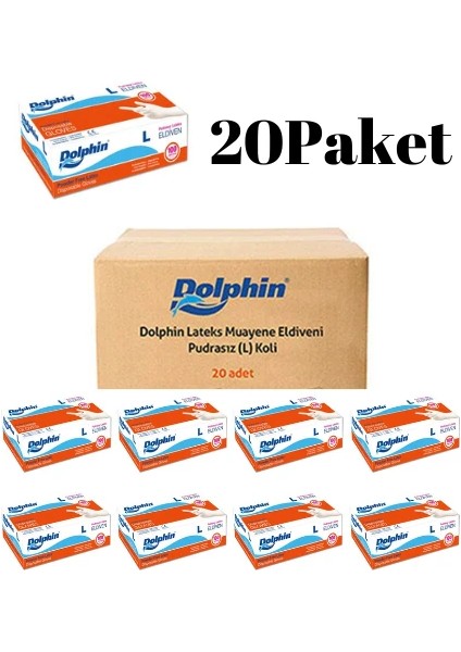 Lateks Pudrasız Muayene Eldiven L / 20PK x 100'LÜ (Koli)