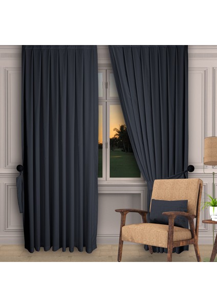 Ada Fon Perde Sık Pile (1'e 3 Pile) Antrasit