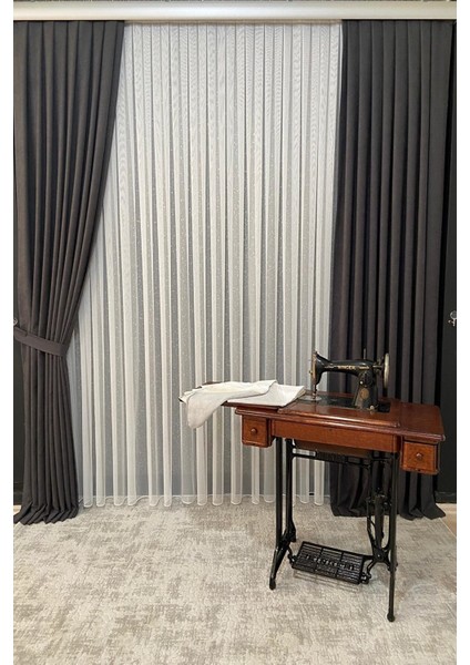 Ada Fon Perde Sık Pile (1'e 3 Pile) Antrasit fırsatları