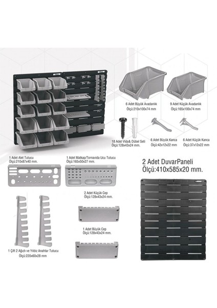 Full Dps35 Duvar Panel Seti, Avadanlık Askı - 35 Parça