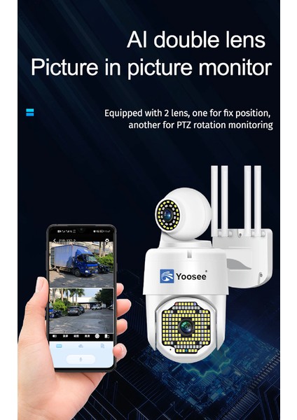 e Ys-06 Pro Max Çift Kameralı Wifi Güvenlik Kamerası Dış Ortam 4 Anten 3mp