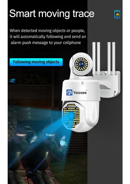 e Ys-06 Pro Max Çift Kameralı Wifi Güvenlik Kamerası Dış Ortam 4 Anten 3mp