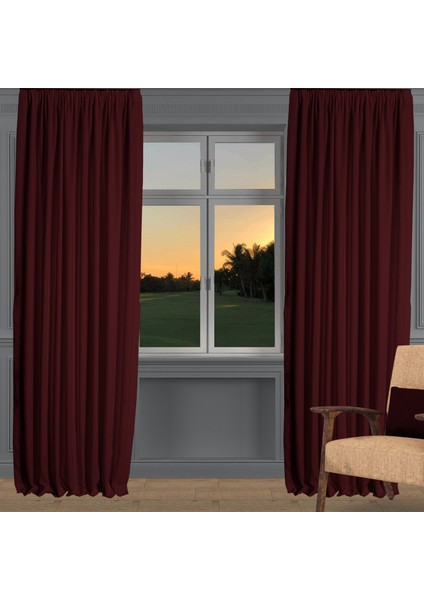 Ada Fon Perde Sık Pile (1'e 3 Pile) Bordo fiyatları