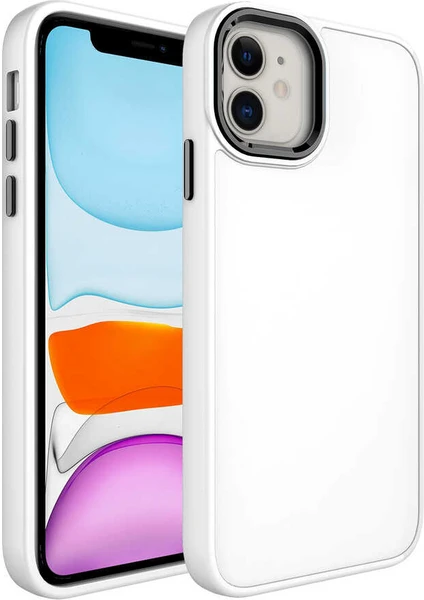 Vip Case iPhone 11 Parlak Metal Detaylı Tuşu Kolay Basmalı Lansman Pastel Silikon Ruby Kılıf