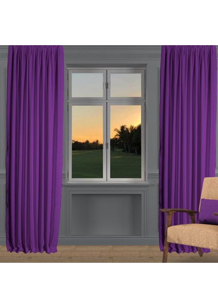 Ada Fon Perde Sık Pile (1'e 3 Pile) Mor fiyatları