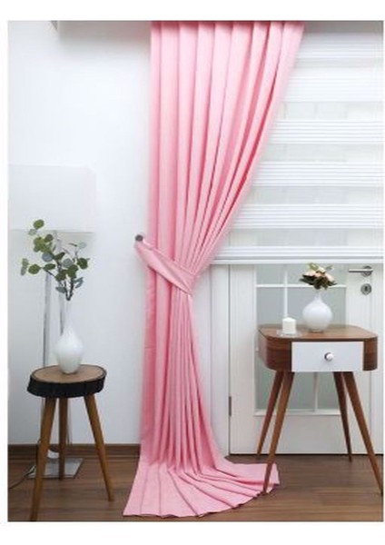 Ada Fon Perde Sık Pile (1'e 3 Pile) Pembe fırsatları