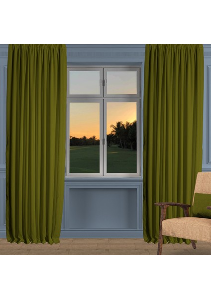 Ada Fon Perde Sık Pile (1'e 3 Pile) Yağ Yeşili fiyatları