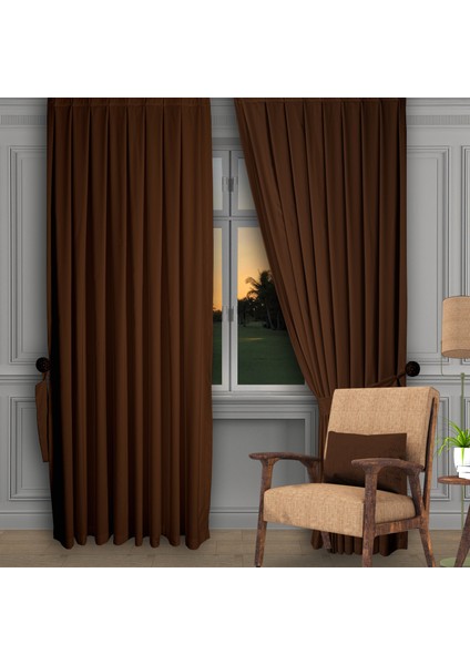 Ada Fon Perde Sık Pile (1'e 3 Pile) A.kahve