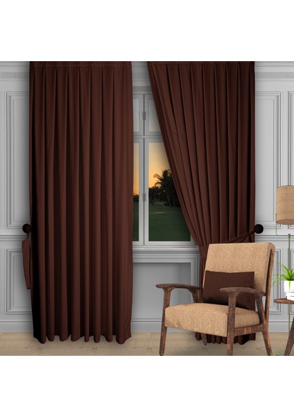 Ada Fon Perde Sık Pile (1'e 3 Pile) K.kahve