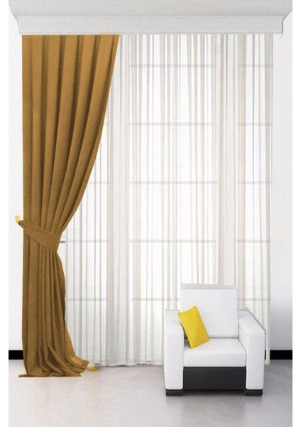 Ada Fon Perde Sık Pile (1'e 3 Pile) A.hardal indirimleri