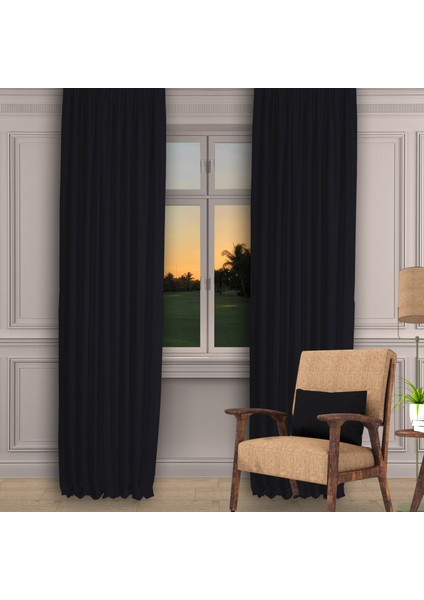 Ada Fon Perde Pilesiz Extraforlu Düz Dikim Büzgü Pile Siyah fiyatları