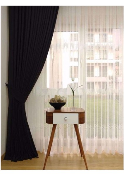 Ada Fon Perde Pilesiz Extraforlu Düz Dikim Büzgü Pile Siyah fırsatları
