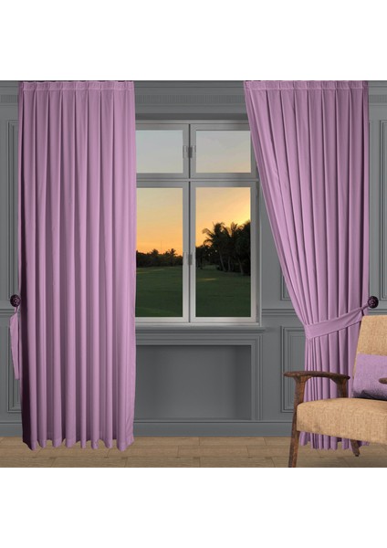 Ada Fon Perde Pilesiz Extraforlu Düz Dikim Büzgü Pile K.lila