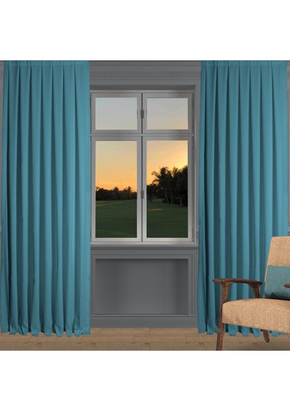 Ada Fon Perde Pilesiz Extraforlu Düz Dikim Büzgü Pile Turkuaz fiyatları