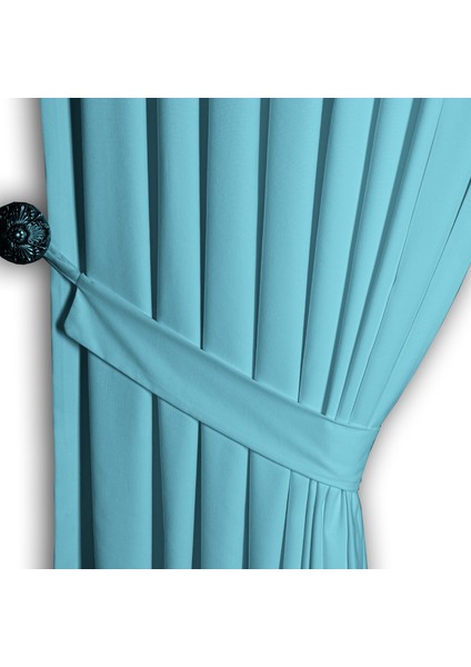 Ada Fon Perde Pilesiz Extraforlu Düz Dikim Büzgü Pile Turkuaz modelleri