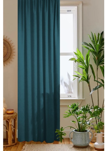 Ada Fon Perde Pilesiz Extraforlu Düz Dikim Büzgü Pile Turkuaz fırsatları