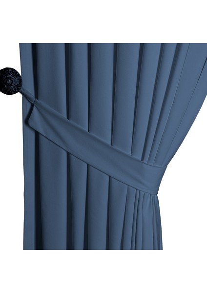 Ada Fon Perde Pilesiz Extraforlu Düz Dikim Büzgü Pile Mavi modelleri