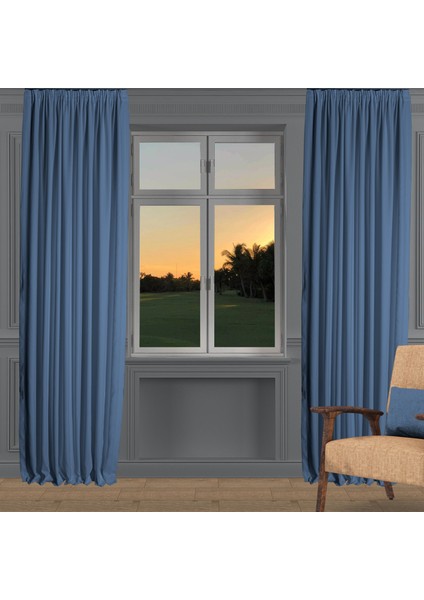 Ada Fon Perde Pilesiz Extraforlu Düz Dikim Büzgü Pile Mavi fiyatları