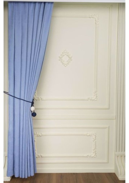 Ada Fon Perde Pilesiz Extraforlu Düz Dikim Büzgü Pile Mavi fırsatları