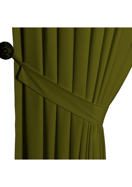 Ada Fon Perde Pilesiz Extraforlu Düz Dikim Büzgü Pile Yağ Yeşili modelleri