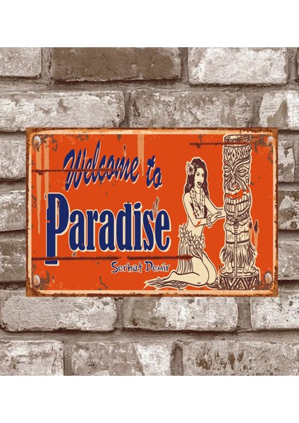 RETRO221-KIŞIYE Özel Cennete-Hoşgeldiniz-Retro-Vintage-Metal-Poster