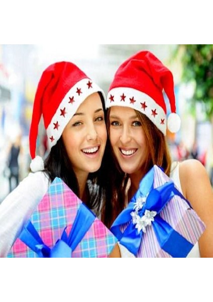 2 Adet Işıklı Noel Baba Şapkası LED Işıklı Şapka Yılbaşı Parti Şapkası Yılbaşı Şapkası Kırmızı Pilli LED Işıklı Şapka